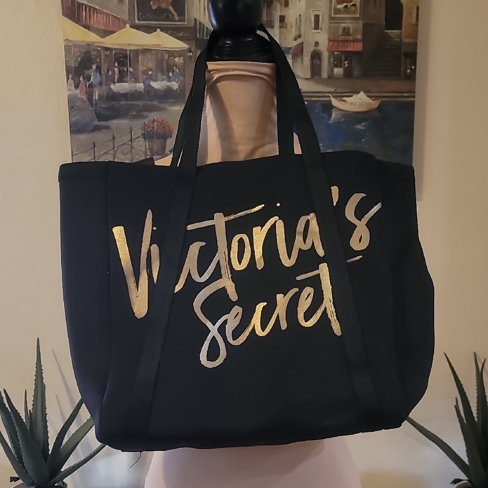 Victoria's Secret Black and Gold Tote Bag